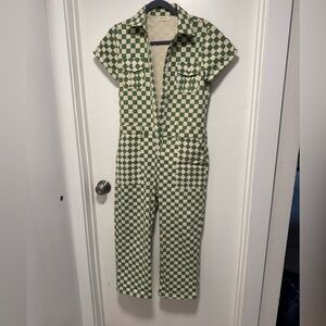 Roolee Olive Checkered Jumpsuit